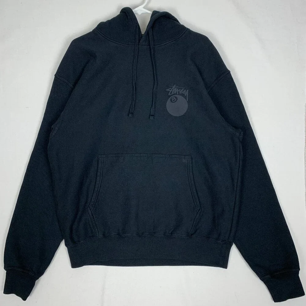 Stussy Men's 8 Ball Pig Dyed Black Hoodie Large - Picture 1 of 12